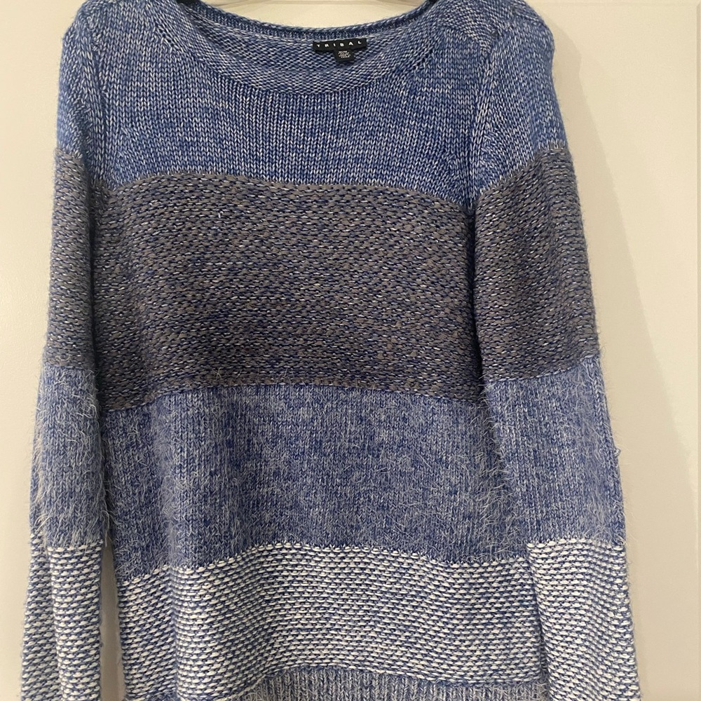 Blue Patchwork Sweater - image 1